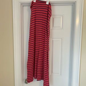 Maxi blue and hot pink striped skirt